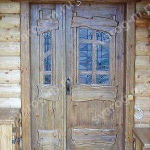Двери под старину из массива дерева двухстворчатые для дома, дачи - Сварог Мебель № 005
