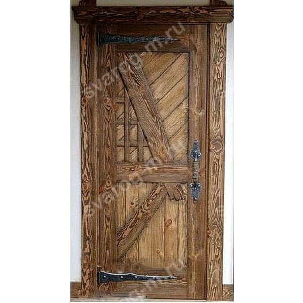 Двери под старину из массива дерева для дома, дачи, бани, сауны, бара- Сварог Мебель № 016