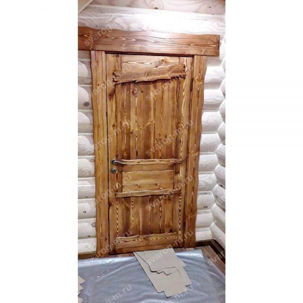 Двери под старину из массива дерева для дома, дачи, бани, сауны, бара- Сварог Мебель № 028