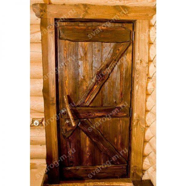 Двери под старину из массива дерева для дома, дачи, бани, сауны, бара- Сварог Мебель № 039