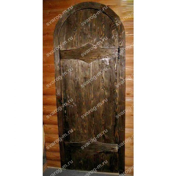 Дверь арочная под старину из массива дерева для дома, дачи, бани - Сварог Мебель № 001