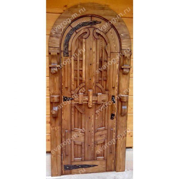 Дверь арочная под старину из массива дерева для дома, дачи, бани - Сварог Мебель № 006