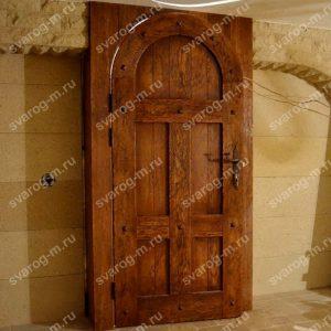 Дверь арочная под старину из массива дерева для дома, дачи, бани - Сварог Мебель № 012-1