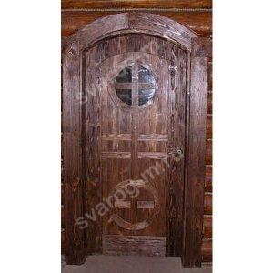 Дверь арочная под старину из массива дерева для дома, дачи, бани - Сварог Мебель № 10-1