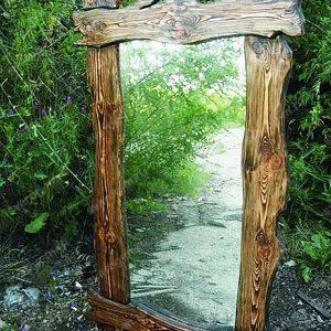Зеркало под старину из дерева для дома, дачи, бани, сауны, бара- Сварог Мебель № 002