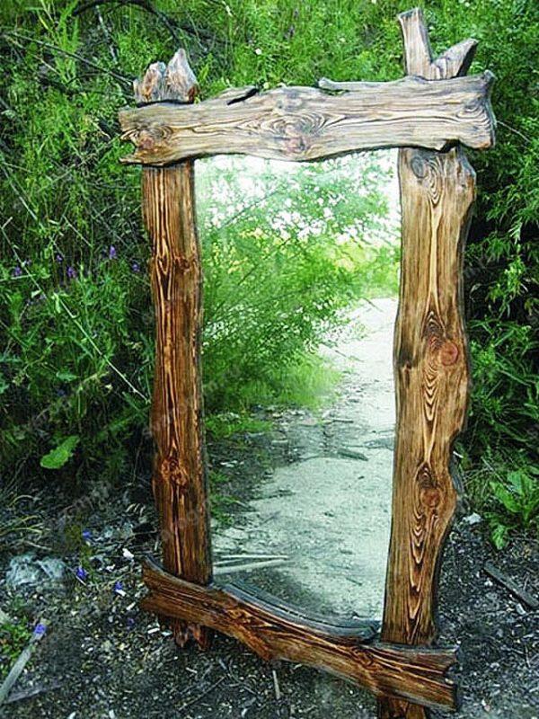 Зеркало под старину из дерева для дома, дачи, бани, сауны, бара- Сварог Мебель № 002