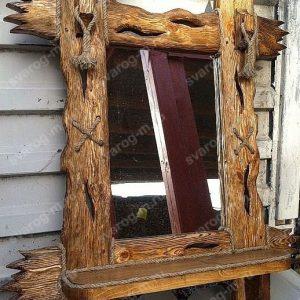 Зеркало под старину из дерева для дома, дачи, бани, сауны, бара- Сварог Мебель № 006
