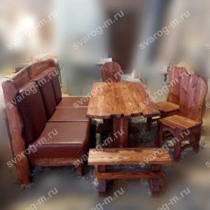Комплект мебели под старину из дерева для дома, бани, сада, беседки № 109