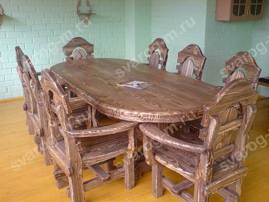 Комплект мебели под старину из дерева для дома, дачи, сада, бани (Стол+)- Сварог Мебель № 009