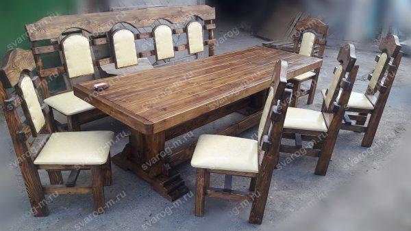 Комплект мебели под старину из дерева для дома, дачи, сада, бани (Стол+)- Сварог Мебель № 011