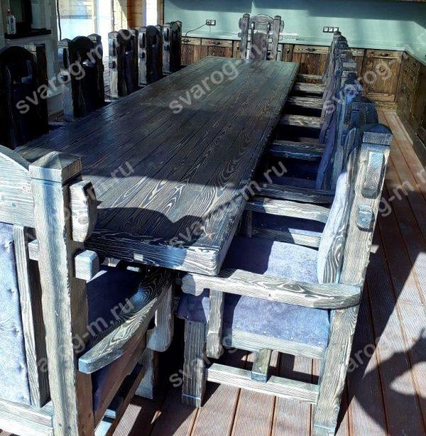 Комплект мебели под старину из дерева для дома, дачи, сада, бани (Стол+)- Сварог Мебель № 016