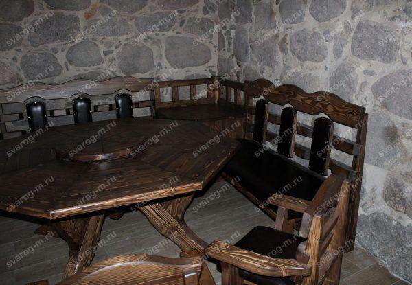 Комплект мебели под старину из дерева для дома, дачи, сада, бани (Стол+)- Сварог Мебель № 018-2