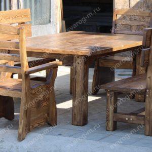 Комплект мебели под старину из дерева для дома, дачи, сада, бани (Стол+)- Сварог Мебель № 022-2