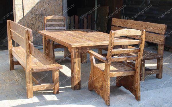 Комплект мебели под старину из дерева для дома, дачи, сада, бани (Стол+)- Сварог Мебель № 022