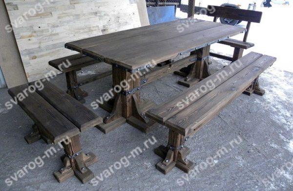 Комплект мебели под старину из дерева для дома, дачи, сада, бани (Стол+)- Сварог Мебель № 023