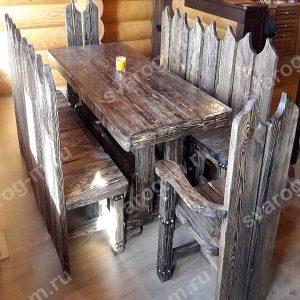Комплект мебели под старину из дерева для дома, дачи, сада, бани (Стол+)- Сварог Мебель № 024
