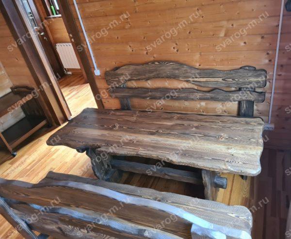 Комплект мебели под старину из дерева для дома, дачи, сада, бани (Стол+)- Сварог Мебель № 025-1