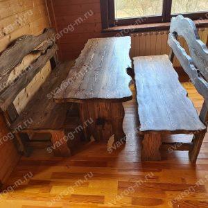 Комплект мебели под старину из дерева для дома, дачи, сада, бани (Стол+)- Сварог Мебель № 025