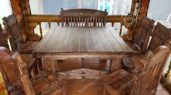 Комплект мебели под старину из дерева для дома, дачи, сада, бани (Стол+)- Сварог Мебель № 027