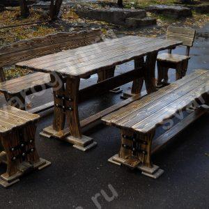 Комплект мебели под старину из дерева для дома, дачи, сада, бани (Стол+)- Сварог Мебель № 033