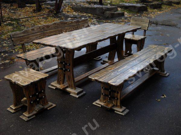 Комплект мебели под старину из дерева для дома, дачи, сада, бани (Стол+)- Сварог Мебель № 033