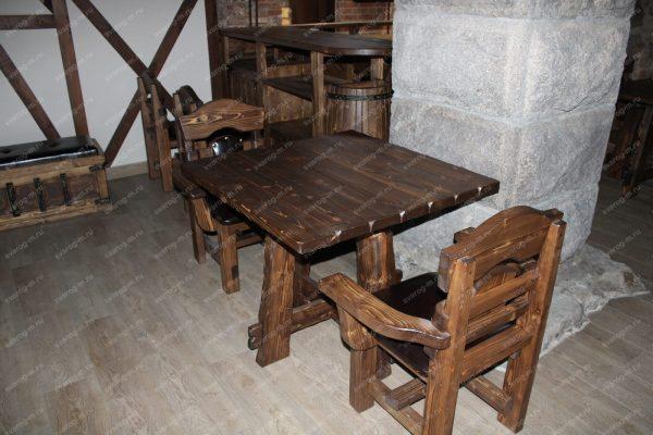 Комплект мебели под старину из дерева для дома, дачи, сада, бани (Стол+)- Сварог Мебель № 038-1