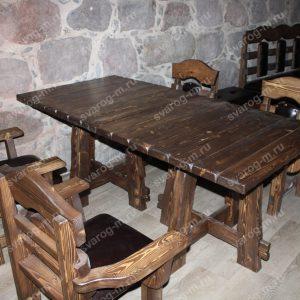 Комплект мебели под старину из дерева для дома, дачи, сада, бани (Стол+)- Сварог Мебель № 038-2
