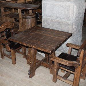 Комплект мебели под старину из дерева для дома, дачи, сада, бани (Стол+)- Сварог Мебель № 038
