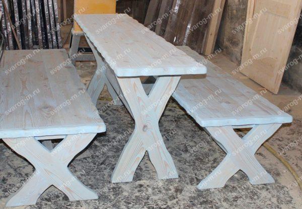 Комплект мебели под старину из дерева для дома, дачи, сада, бани (Стол+)- Сварог Мебель № 039-1