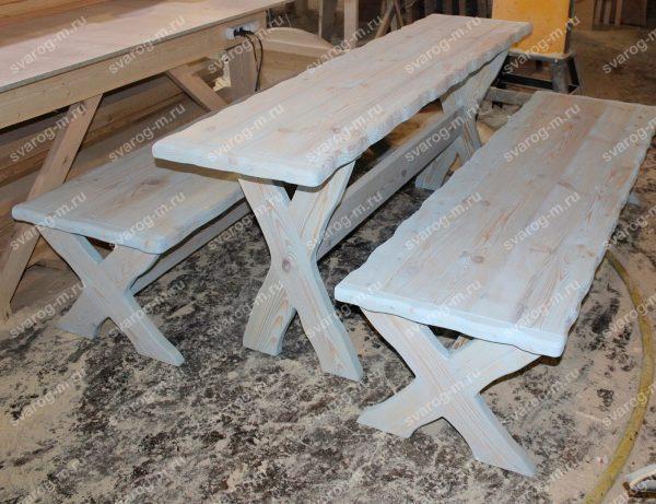 Комплект мебели под старину из дерева для дома, дачи, сада, бани (Стол+)- Сварог Мебель № 039