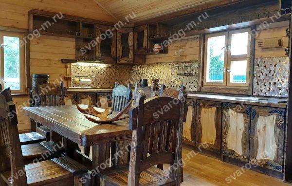 Комплект мебели под старину из дерева для дома, дачи, сада, бани (Стол+)- Сварог Мебель № 043-3