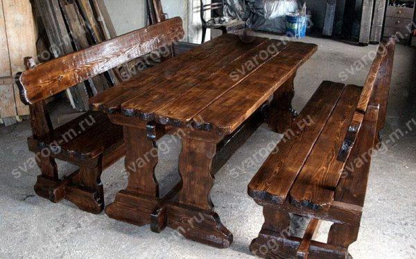 Комплект мебели под старину из дерева для дома, дачи, сада, бани (Стол+)- Сварог Мебель № 044