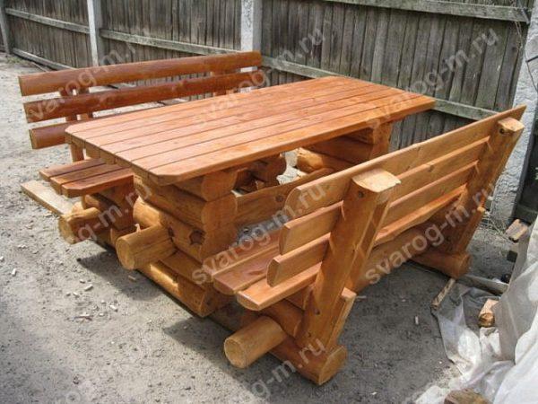 Комплект мебели под старину из дерева для дома, дачи, сада, бани (Стол+)- Сварог Мебель № 046
