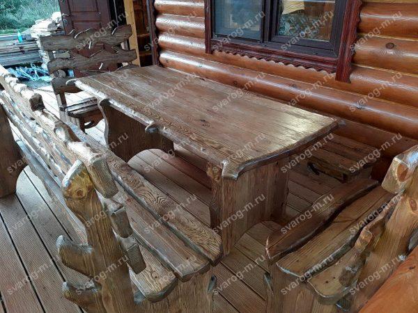 Комплект мебели под старину из дерева для дома, дачи, сада, бани (Стол+)- Сварог Мебель № 049