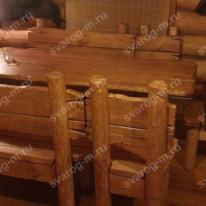 Комплект мебели под старину из дерева для дома, дачи, сада, бани (Стол+)- Сварог Мебель № 052