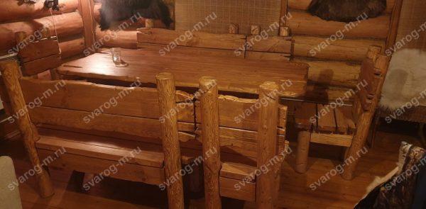 Комплект мебели под старину из дерева для дома, дачи, сада, бани (Стол+)- Сварог Мебель № 052
