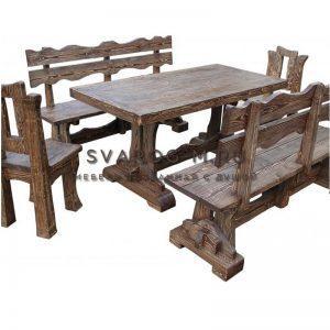 Комплект мебели под старину из дерева для дома, дачи, сада, бани (Стол+)- Сварог Мебель № 065