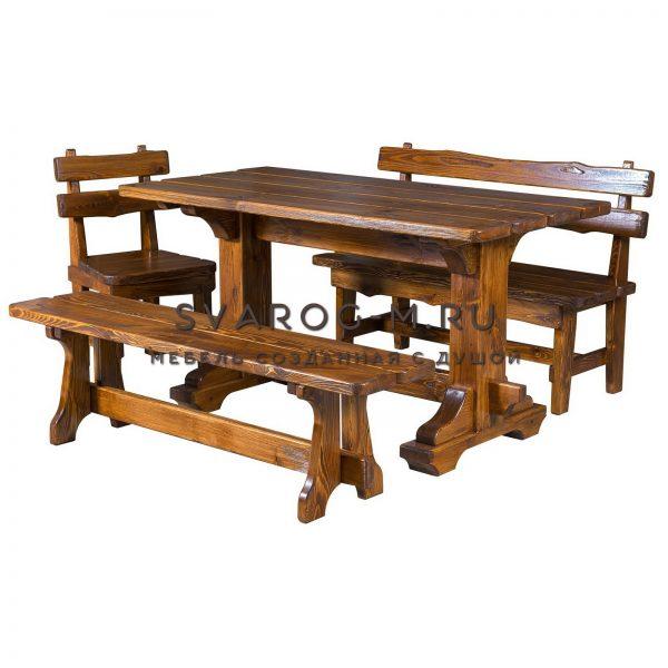 Комплект мебели под старину из дерева для дома, дачи, сада, бани (Стол+)- Сварог Мебель № 066
