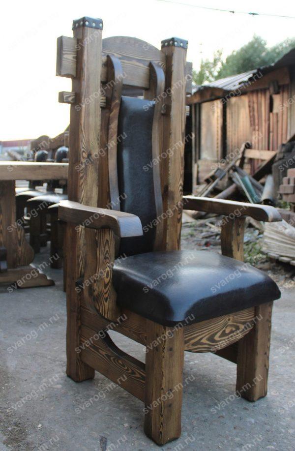 Кресло под старину из дерева для дома, дачи, бани, сауны бар - Сварог Мебель № 004