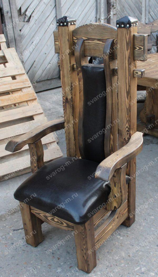 Кресло под старину из дерева для дома, дачи, бани, сауны бар - Сварог Мебель № 004-3