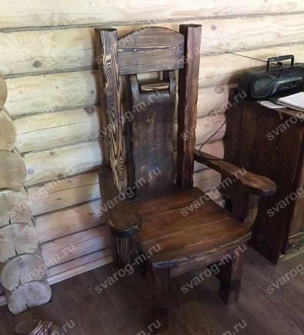 Кресло под старину из дерева для дома, дачи, бани, сауны бар - Сварог Мебель № 007