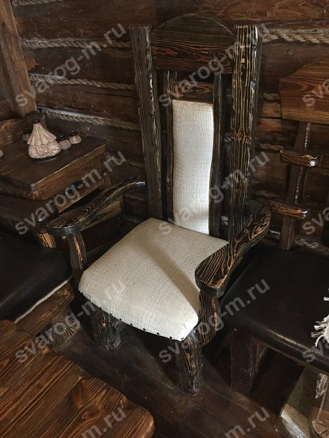 Кресло под старину из дерева для дома, дачи, бани, сауны бар - Сварог Мебель № 026-2