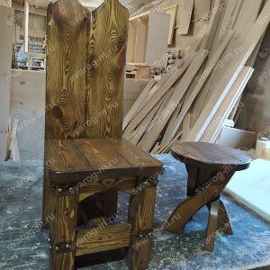 Кресло под старину из дерева для дома, дачи, бани, сауны бар - Сварог Мебель № 029