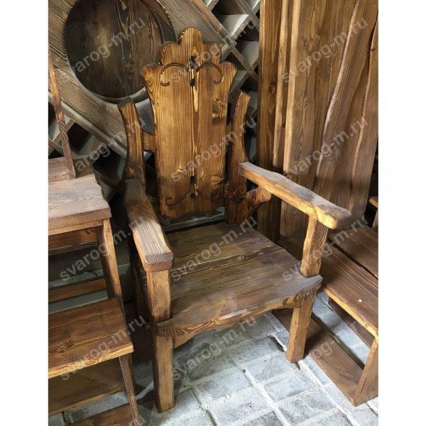 Кресло под старину из дерева для дома, дачи, бани, сауны бар - Сварог Мебель № 030