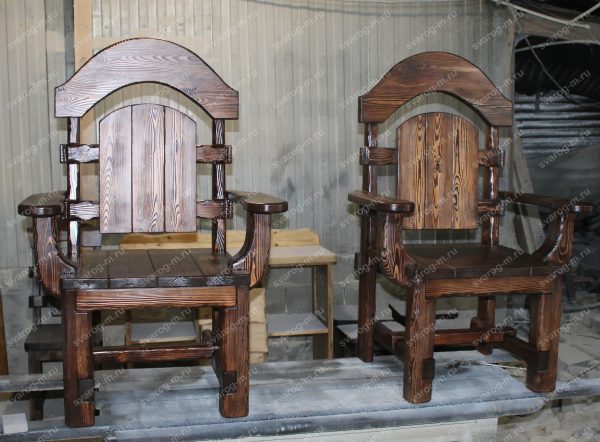 Кресло под старину из дерева для дома, дачи, бани, сауны бар - Сварог Мебель № 032