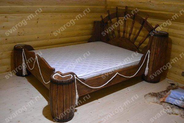 Кровать под старину из дерева для дома, дачи, бани, сауны - Сварог Мебель № 005