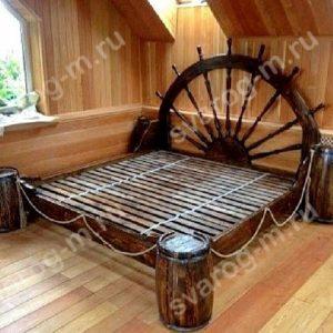 Кровать под старину из дерева для дома, дачи, бани, сауны - Сварог Мебель № 005-2