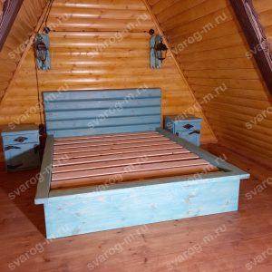 Кровать под старину из дерева для дома, дачи, бани, сауны - Сварог Мебель № 006