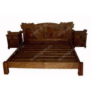 Кровать под старину из дерева для дома, дачи, бани, сауны - Сварог Мебель № 007