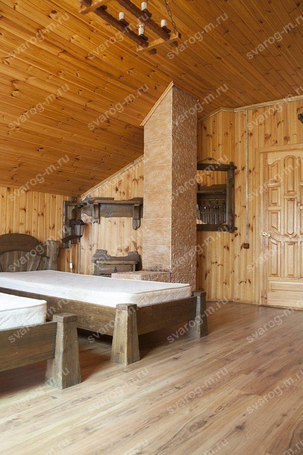 Кровать под старину из дерева для дома, дачи, бани, сауны - Сварог Мебель № 008-3
